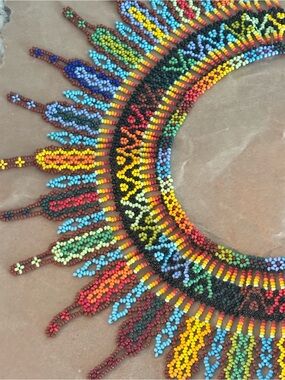 Handmade Multicolor Beaded Necklace, Handmade in Columbia